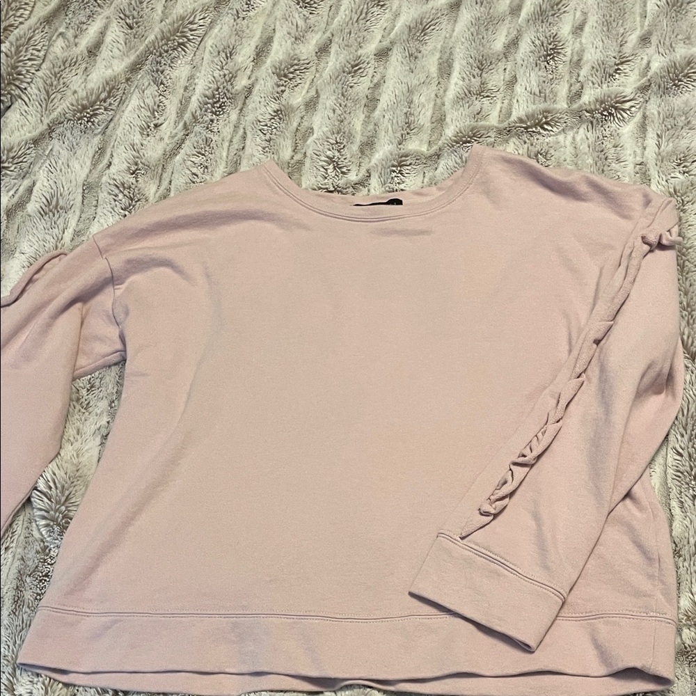 Sanctuary Light Pink Sweatshirt with Ruched Sleeves
